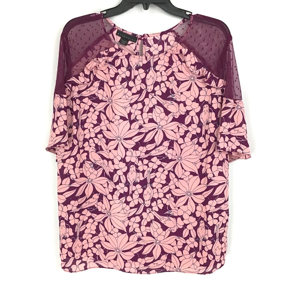 Attention Pink Lace and floral Blouse
